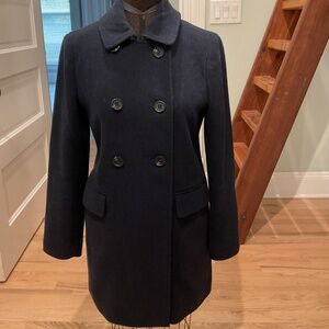 J Crew Factory Double Breasted Wool Blend Navy Blue Size 2